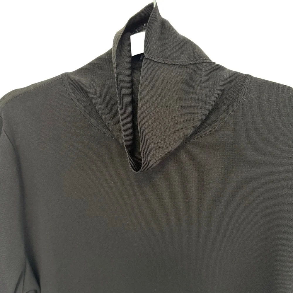 Women's Misook Black Turtleneck‎ Long Sleeve Knit Sweater Size L Side Slit